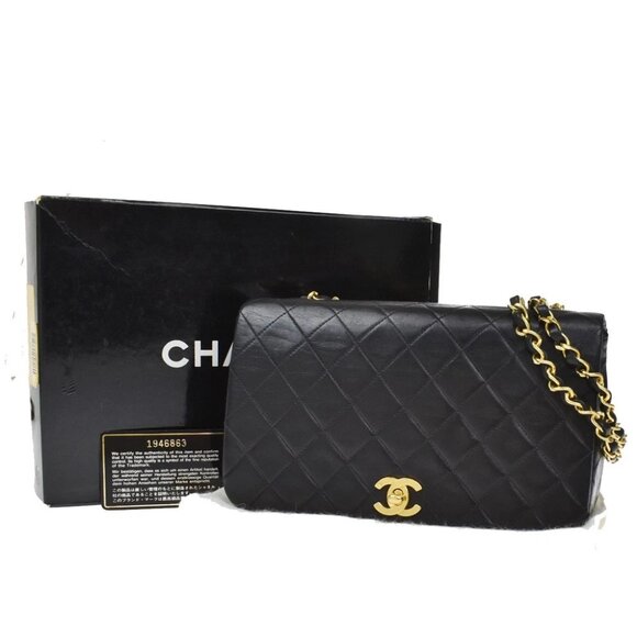 CHANEL CC Matelasse 23 Full Flap Chain Shoulder Bag Black GHW Vintage 870RL326 - Picture 1 of 16